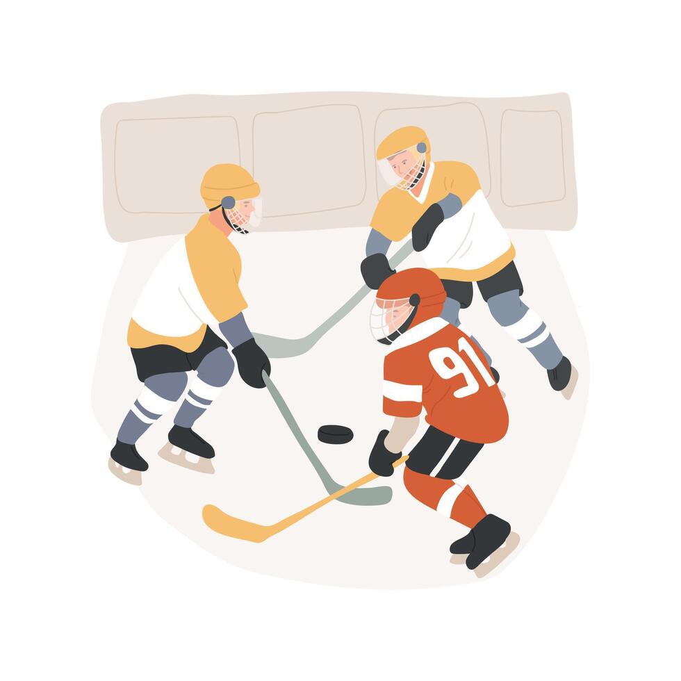 Kids hockey game abstract concept illustration. vector