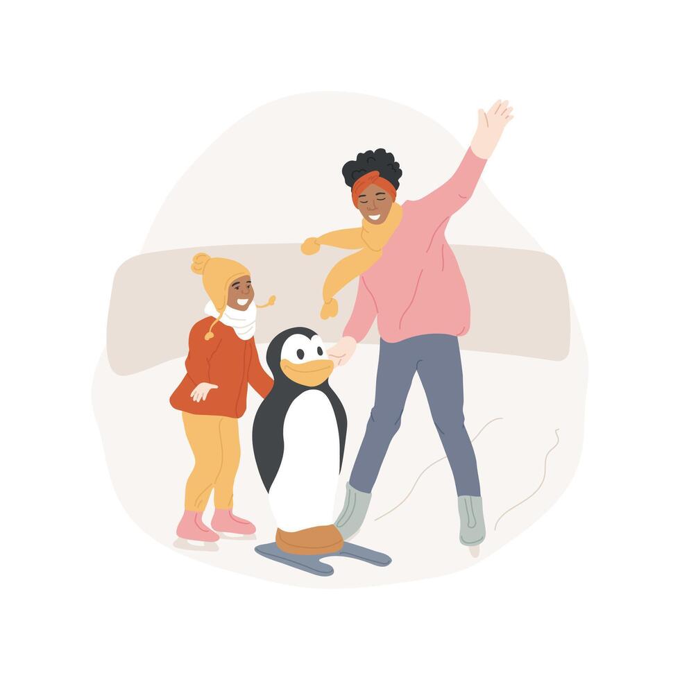 First-time ice skating abstract concept illustration. vector