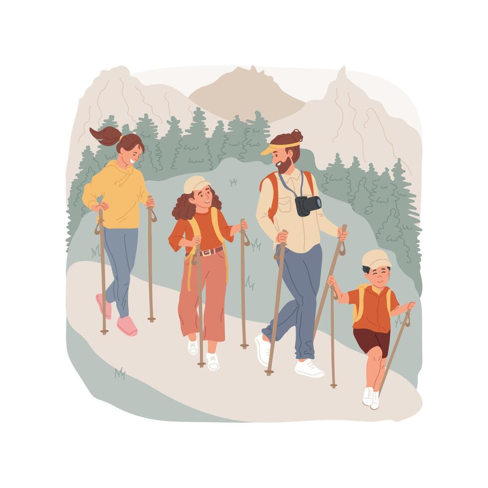 Hiking isolated cartoon illustration. vector
