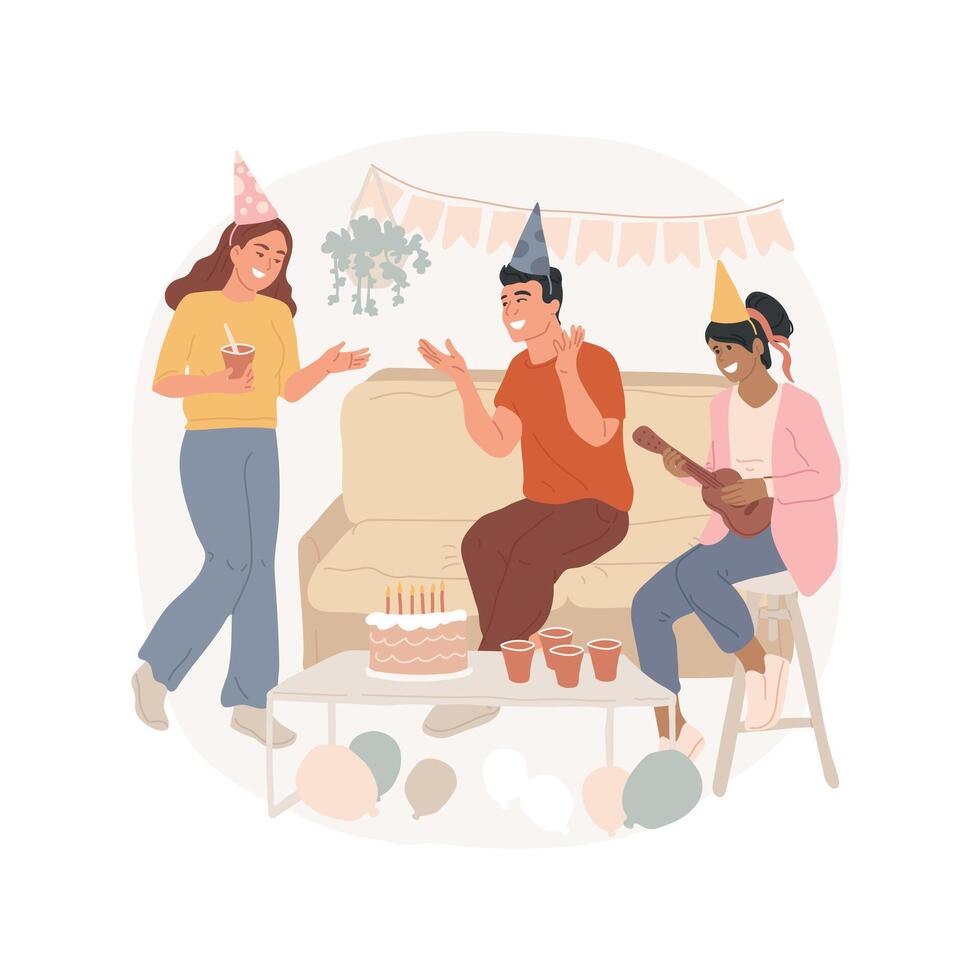 Party room isolated cartoon illustration. vector