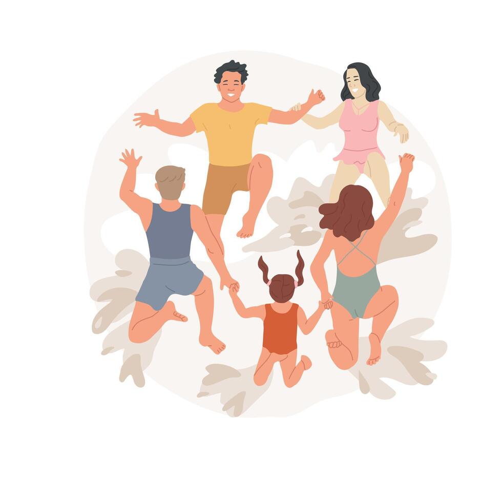 Jumping into pool abstract concept illustration. vector