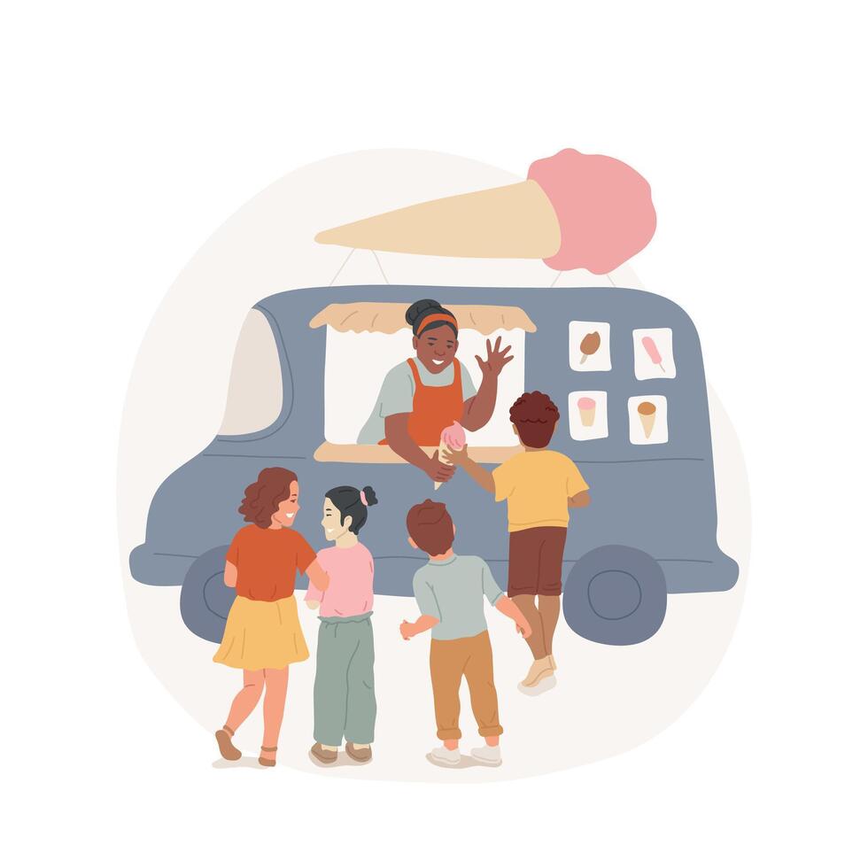 Ice cream truck abstract concept illustration. vector