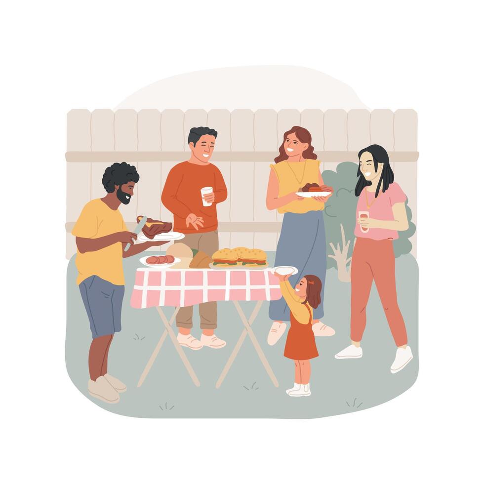 Neighbors meeting isolated cartoon illustration. vector