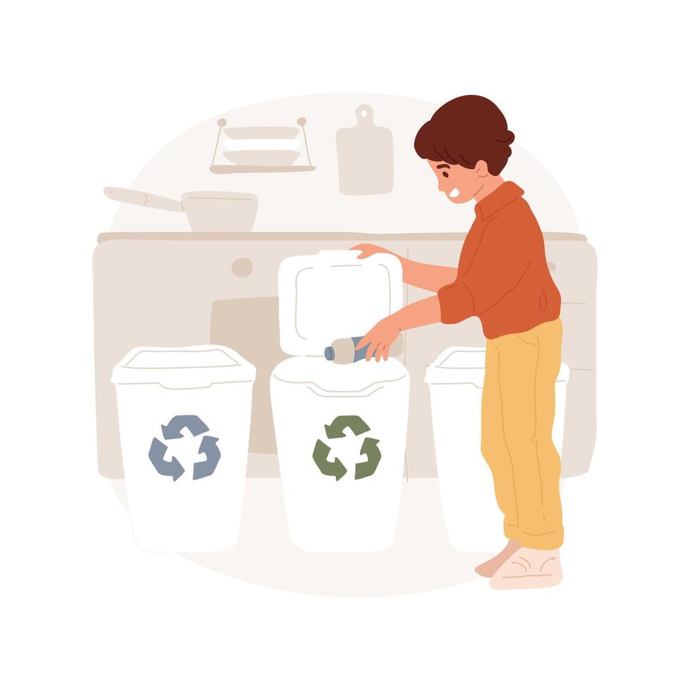 Trash sorting at home isolated cartoon illustration. vector