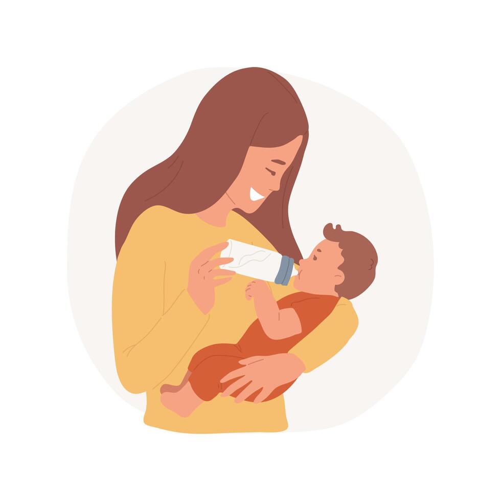 Bottle feeding isolated cartoon illustration. vector