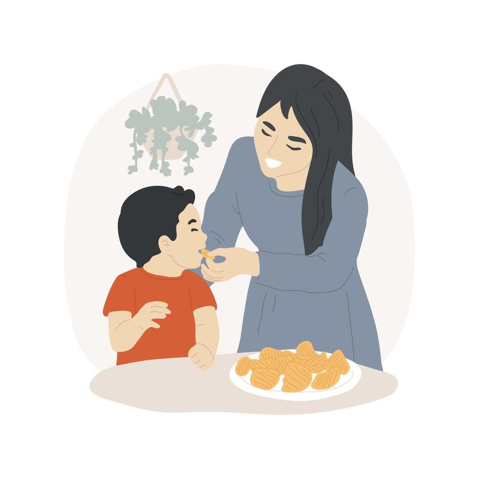 Unhealthy snacks isolated cartoon illustration. vector