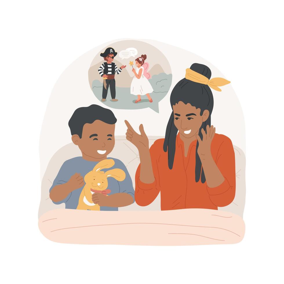 Bedtime story isolated cartoon illustration. vector