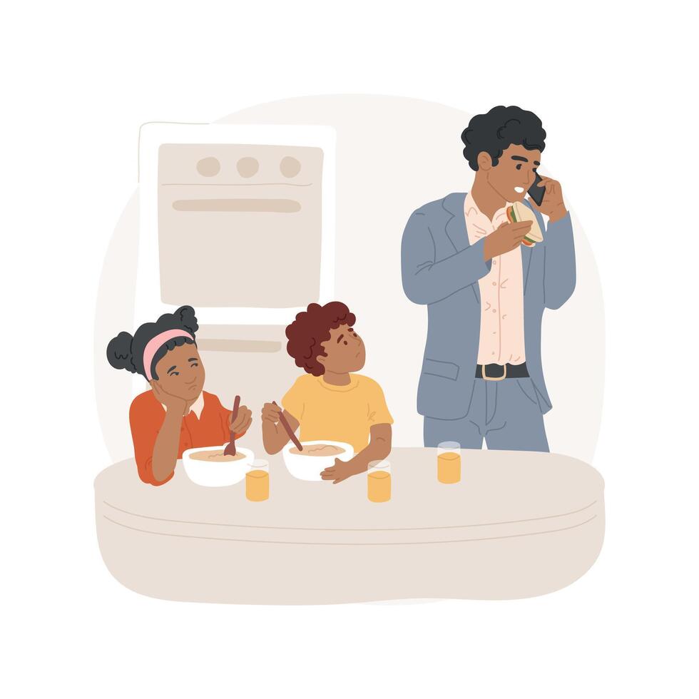 Failing to eat together isolated cartoon illustration. vector