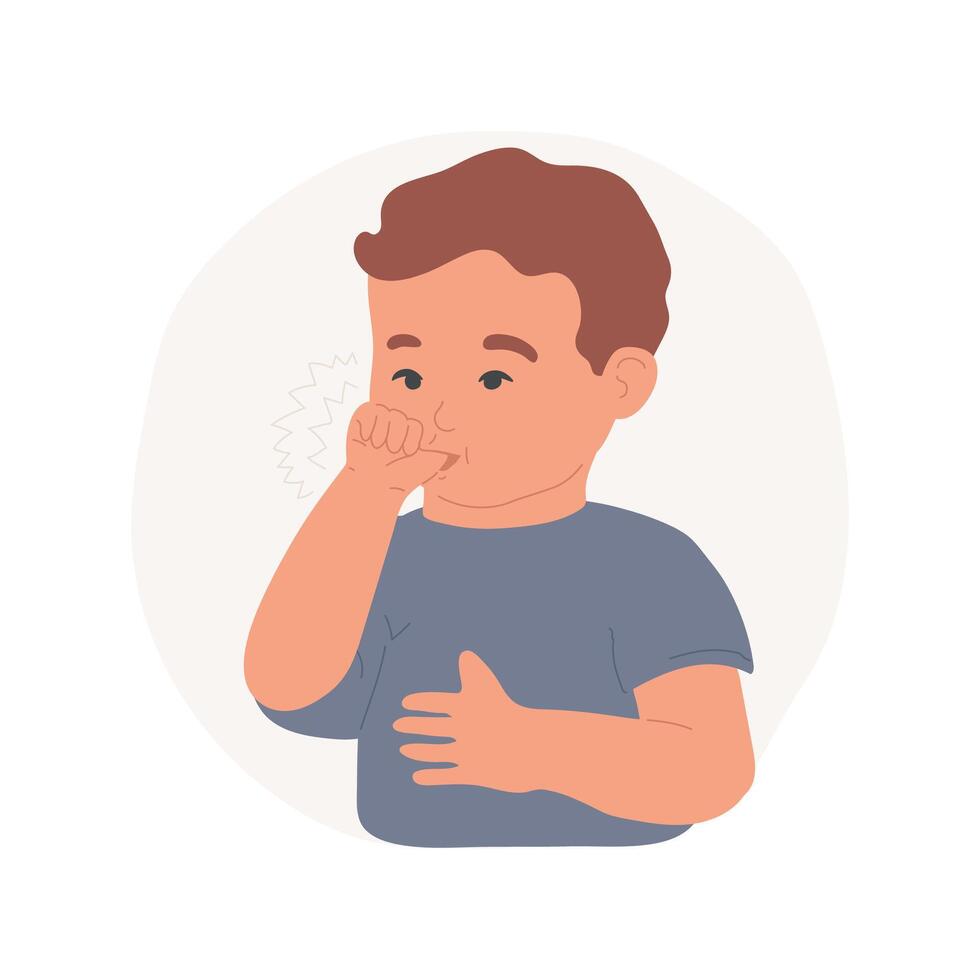 Thumb sucking isolated cartoon illustration. vector