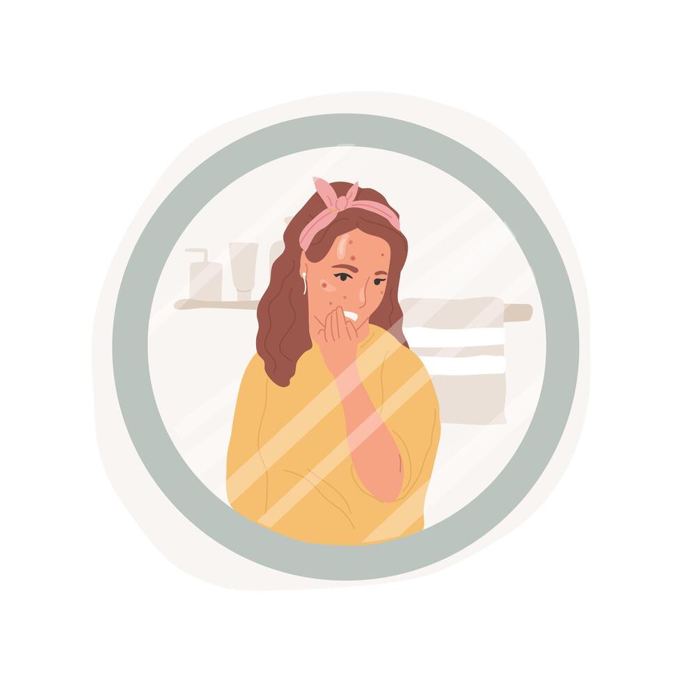 Greasy and oily skin isolated cartoon illustration. vector