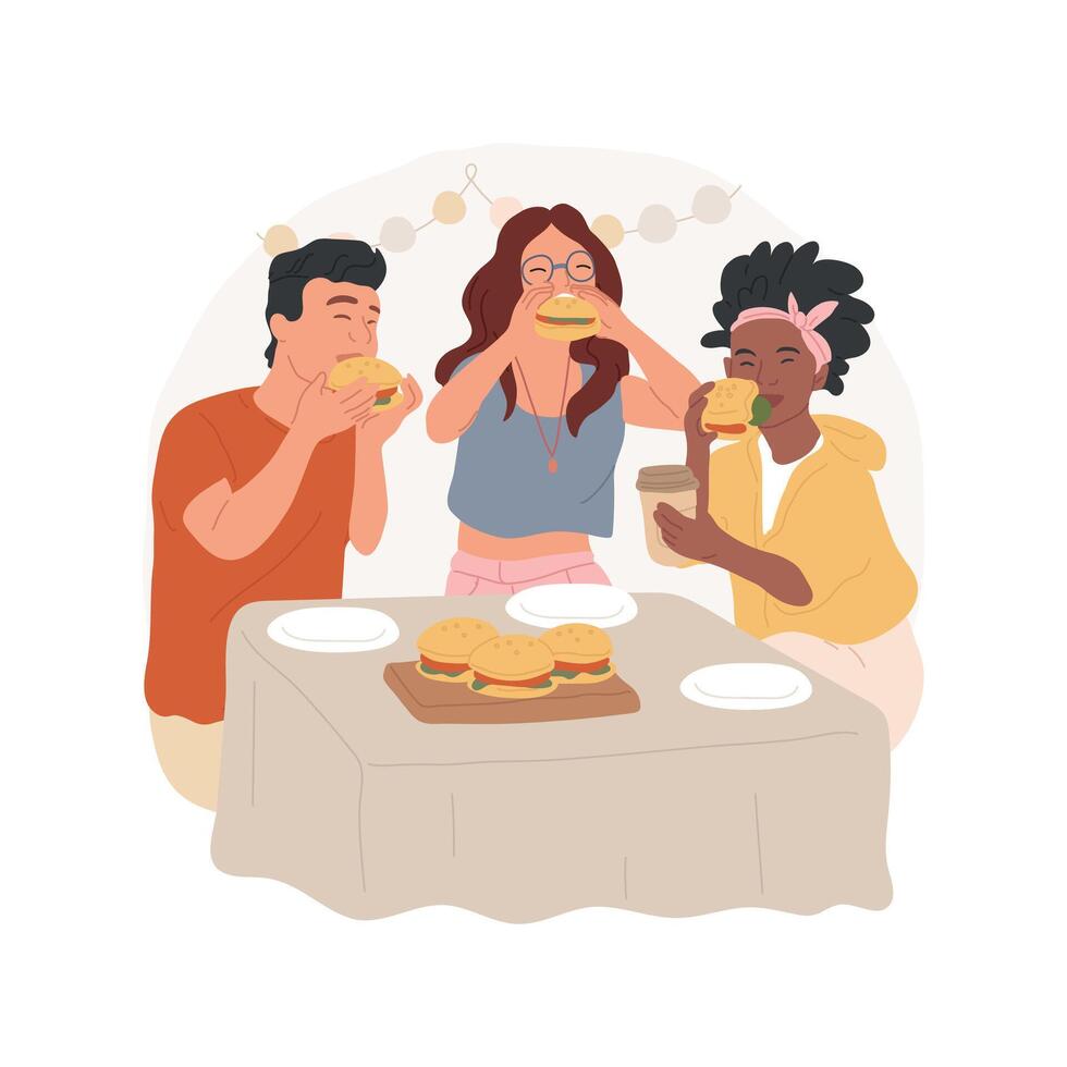 Burger place isolated cartoon illustration. vector