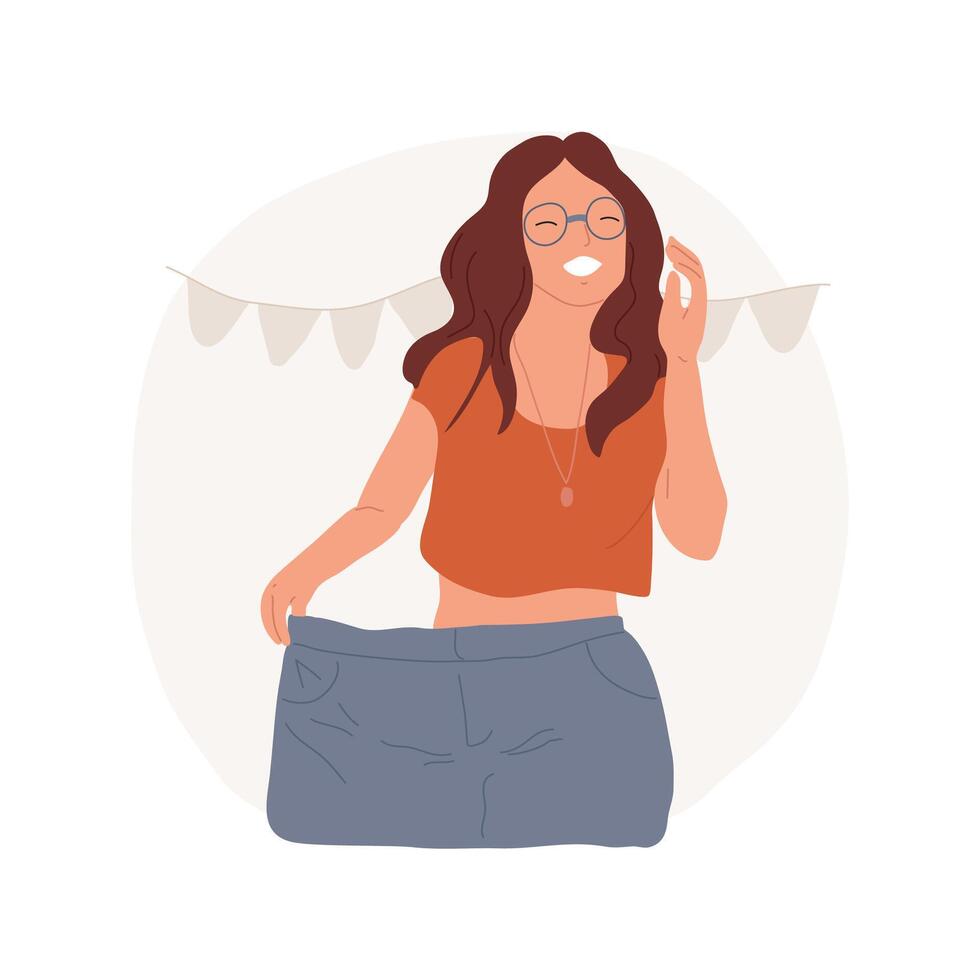 Losing weight isolated cartoon illustration. vector