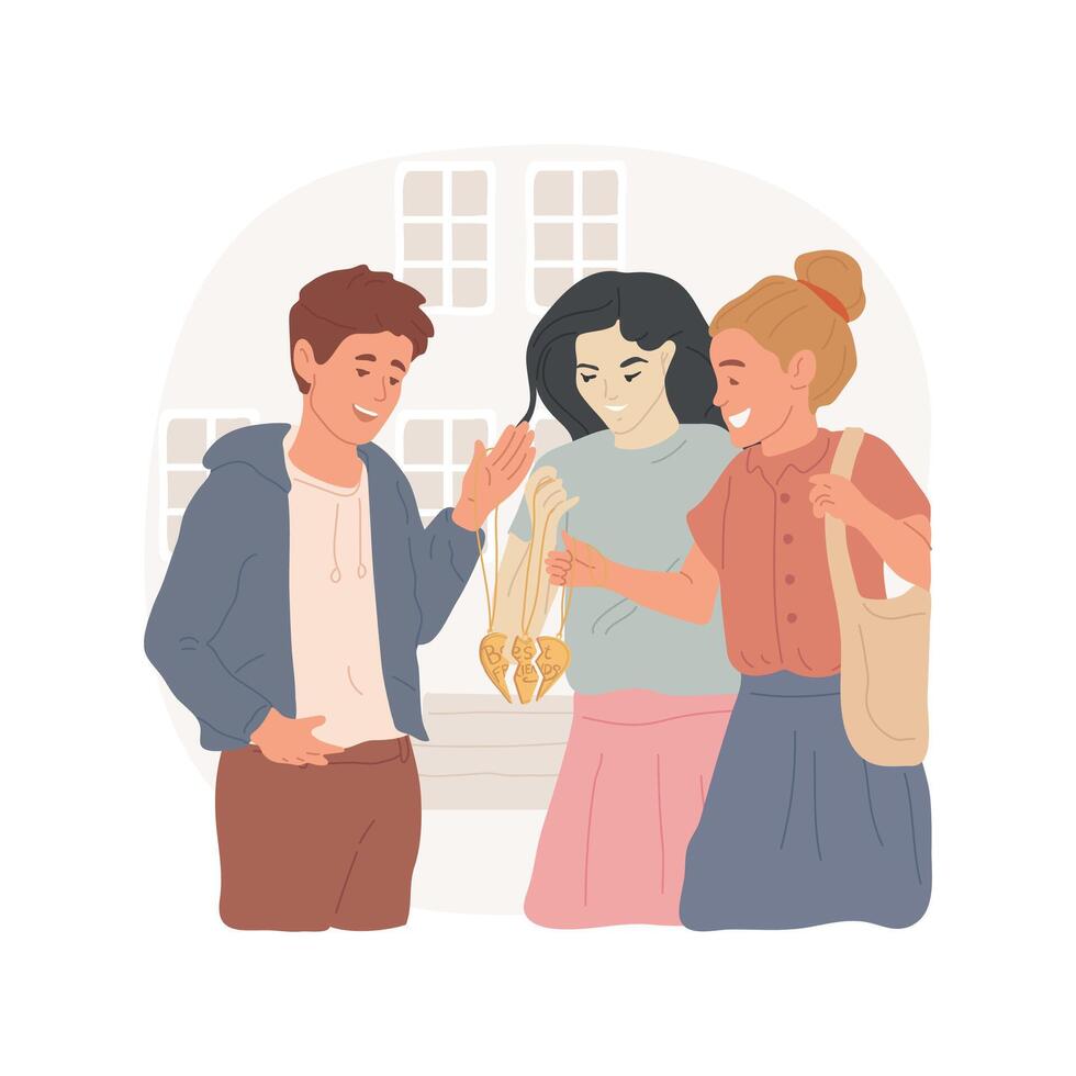 Friendship necklaces isolated cartoon illustration. vector