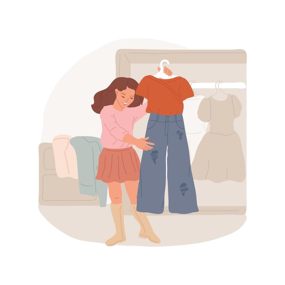 Creating personal look isolated cartoon illustration. vector