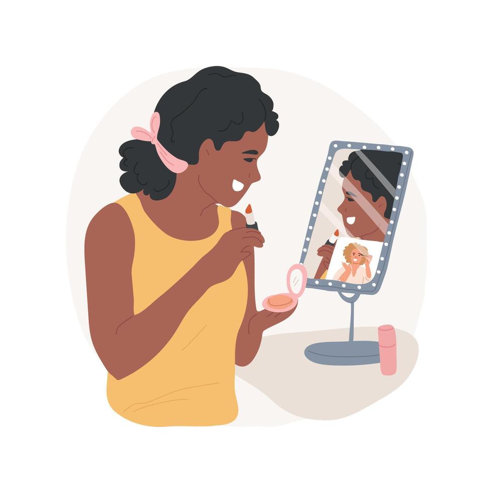 Online makeup tutorial isolated cartoon illustration. vector