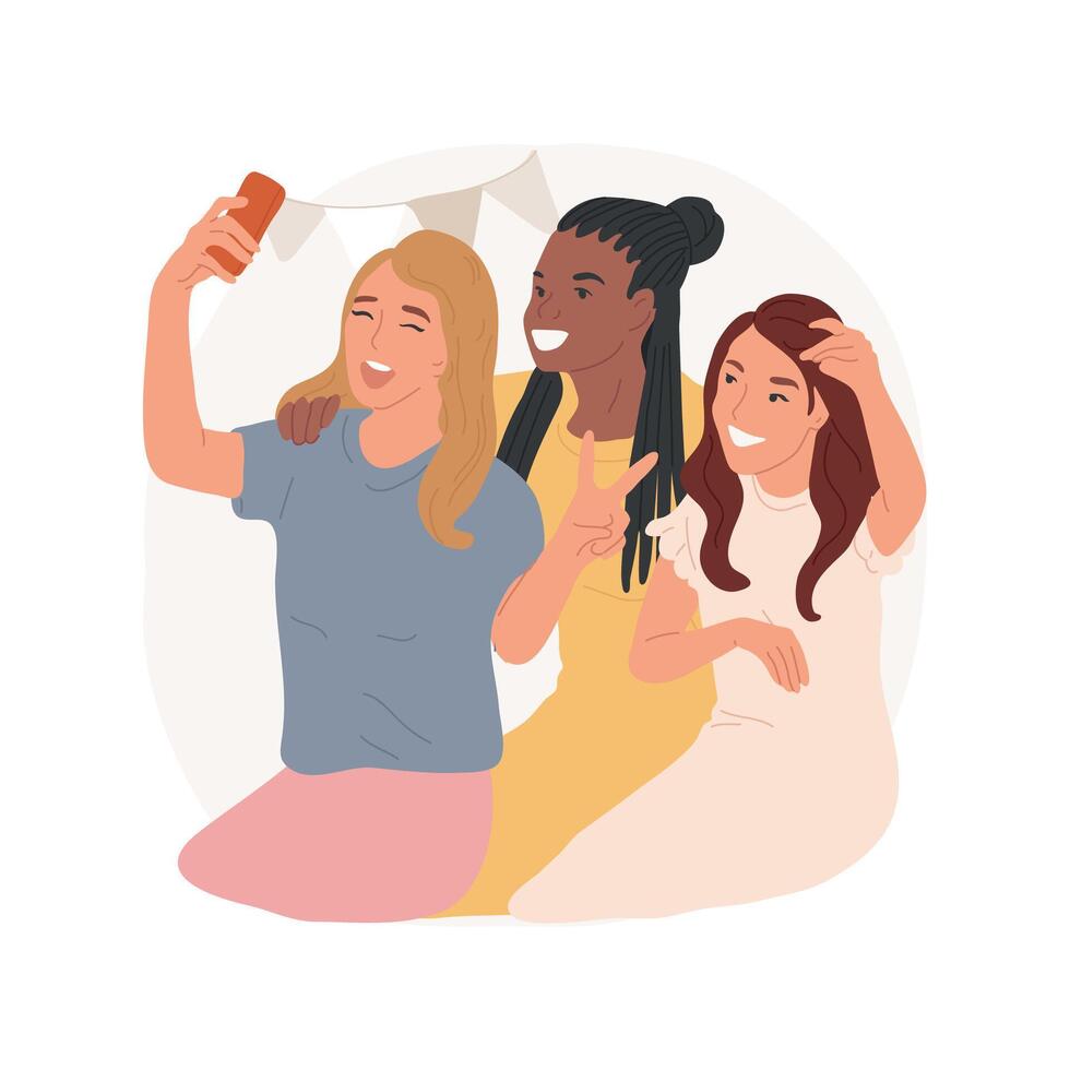 Taking selfies isolated cartoon illustration. vector