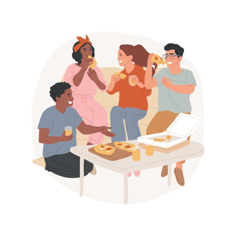 Enjoying the meal isolated cartoon illustration. vector