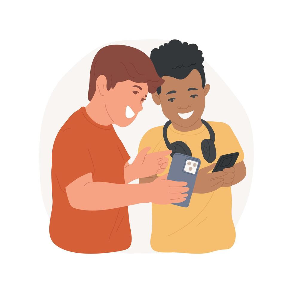 Using gadgets isolated cartoon illustration. vector