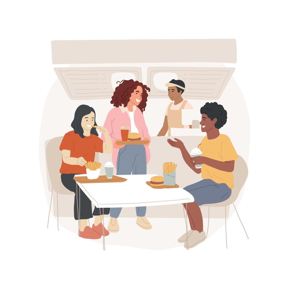 Food court isolated cartoon illustration. vector