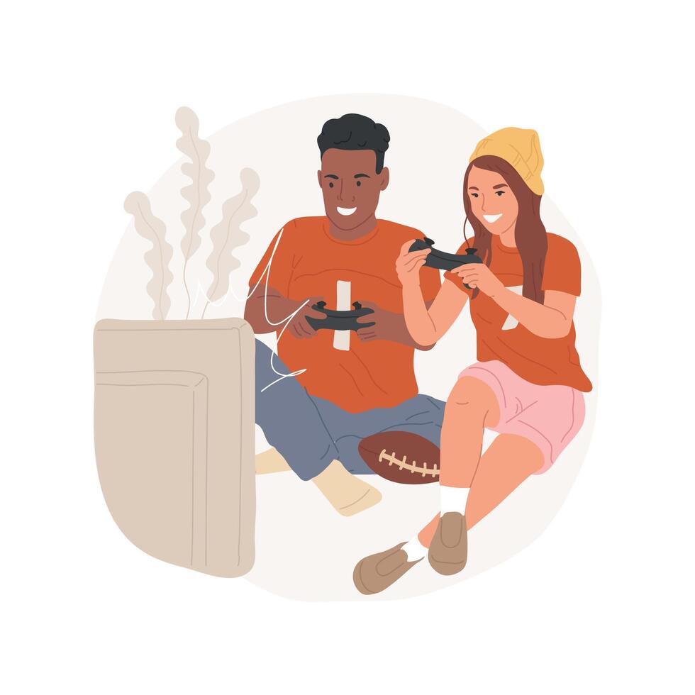Playing for favorite team isolated cartoon illustration. vector
