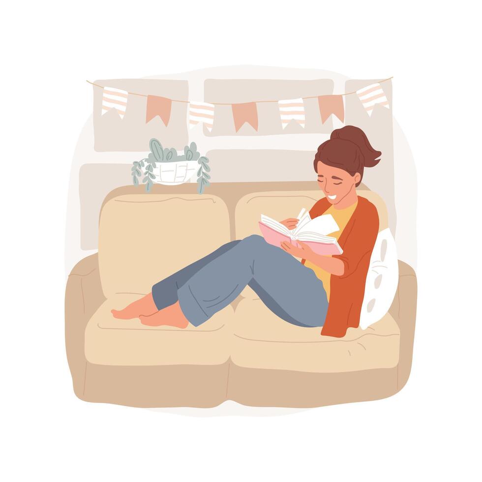 Reading books isolated cartoon illustration. vector