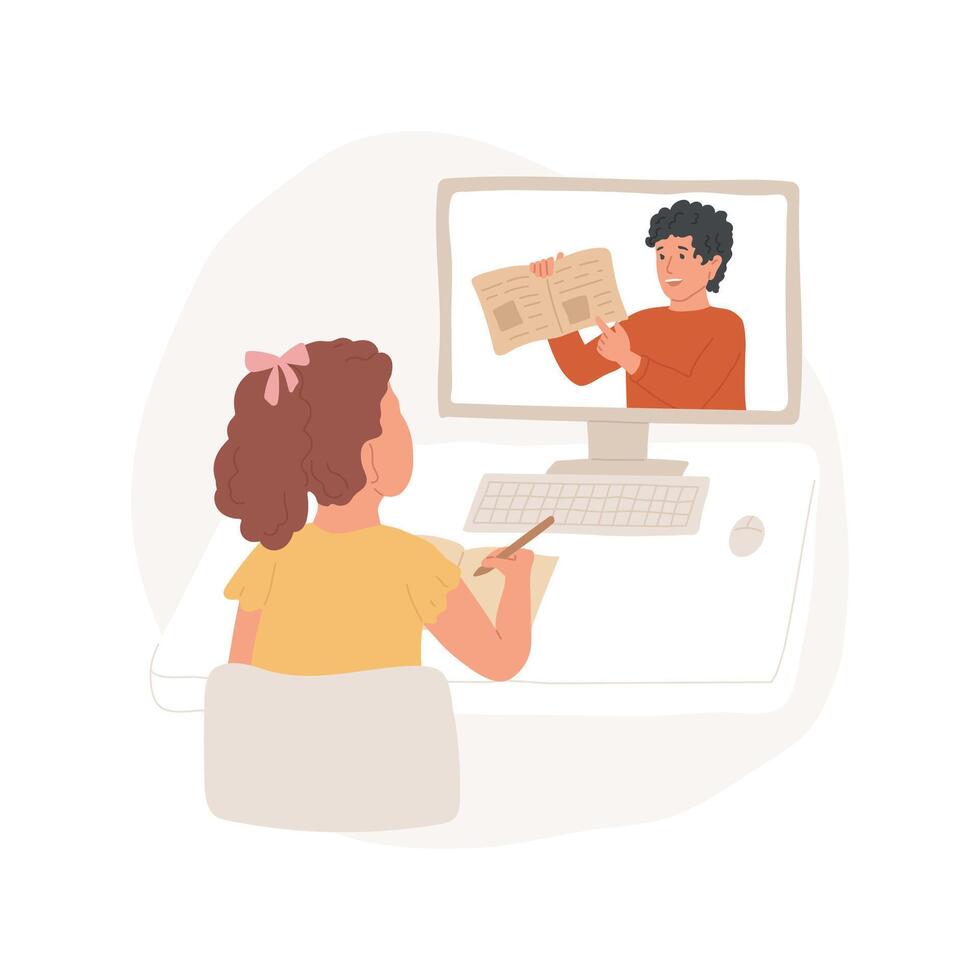 Online tutoring isolated cartoon illustrations. vector
