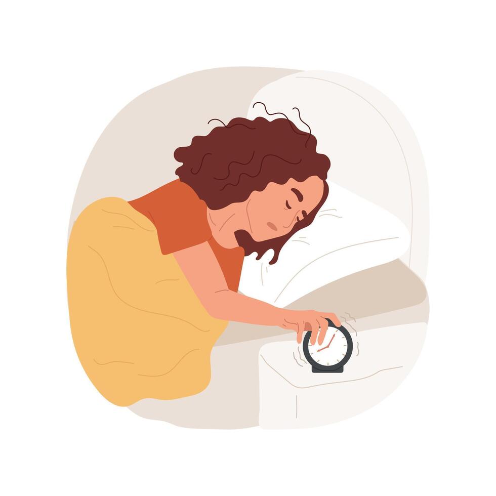 Sleeping late isolated cartoon illustration. vector