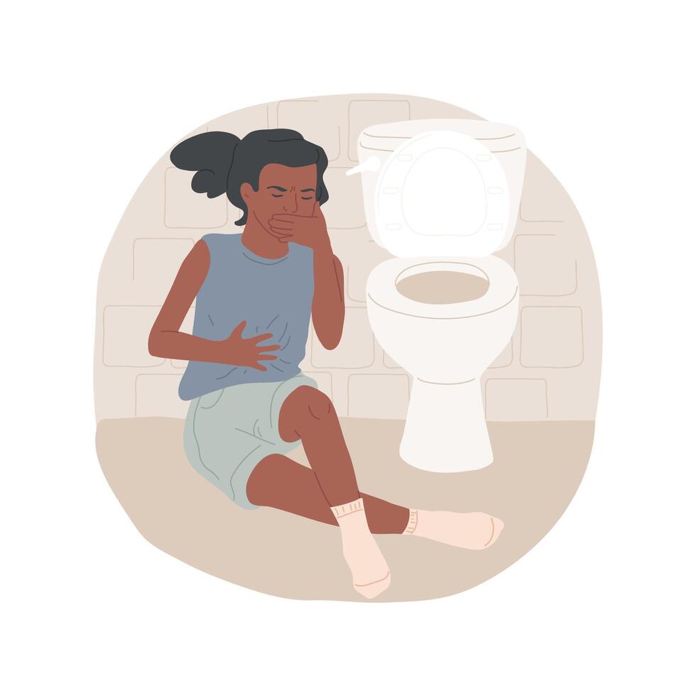 Bulimia isolated cartoon illustration. vector