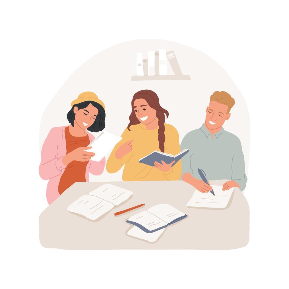 Peer help isolated cartoon illustration. vector