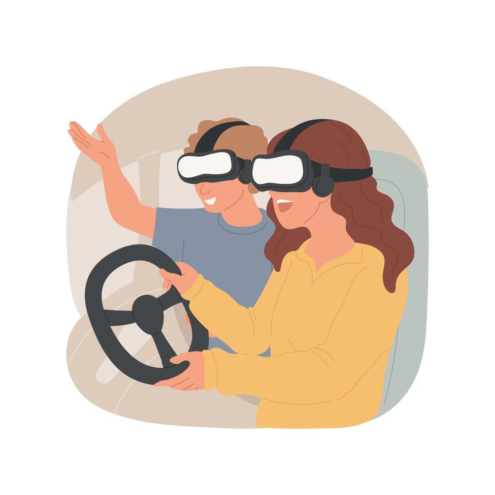Driving game isolated cartoon illustration. vector