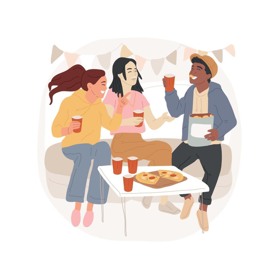 Home party isolated cartoon illustration. vector