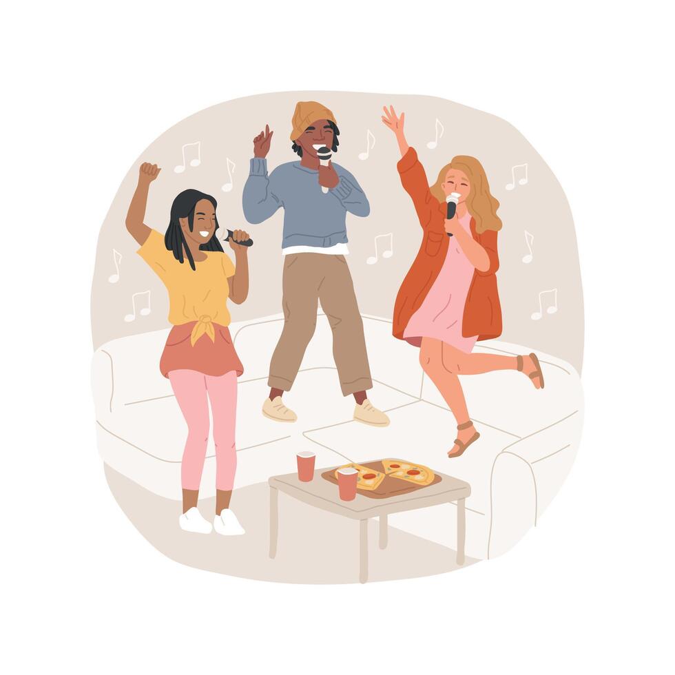 Karaoke isolated cartoon illustration. vector