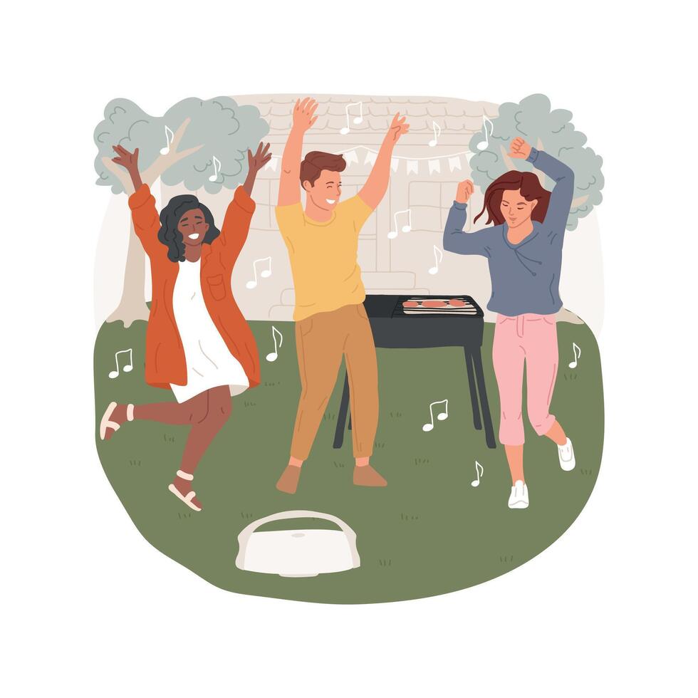 Backyard BBQ party isolated cartoon illustration. vector