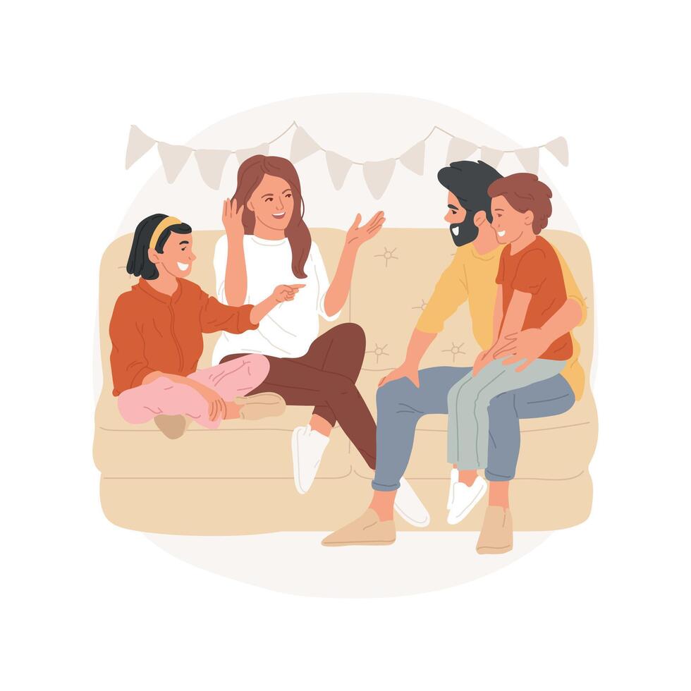 Family conversation isolated cartoon illustration. vector