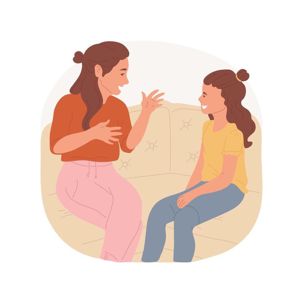 Personal talk with mom isolated cartoon illustration. vector