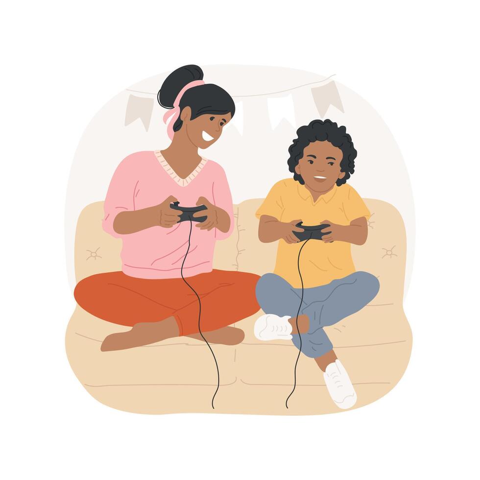 Playing games isolated cartoon illustration. vector