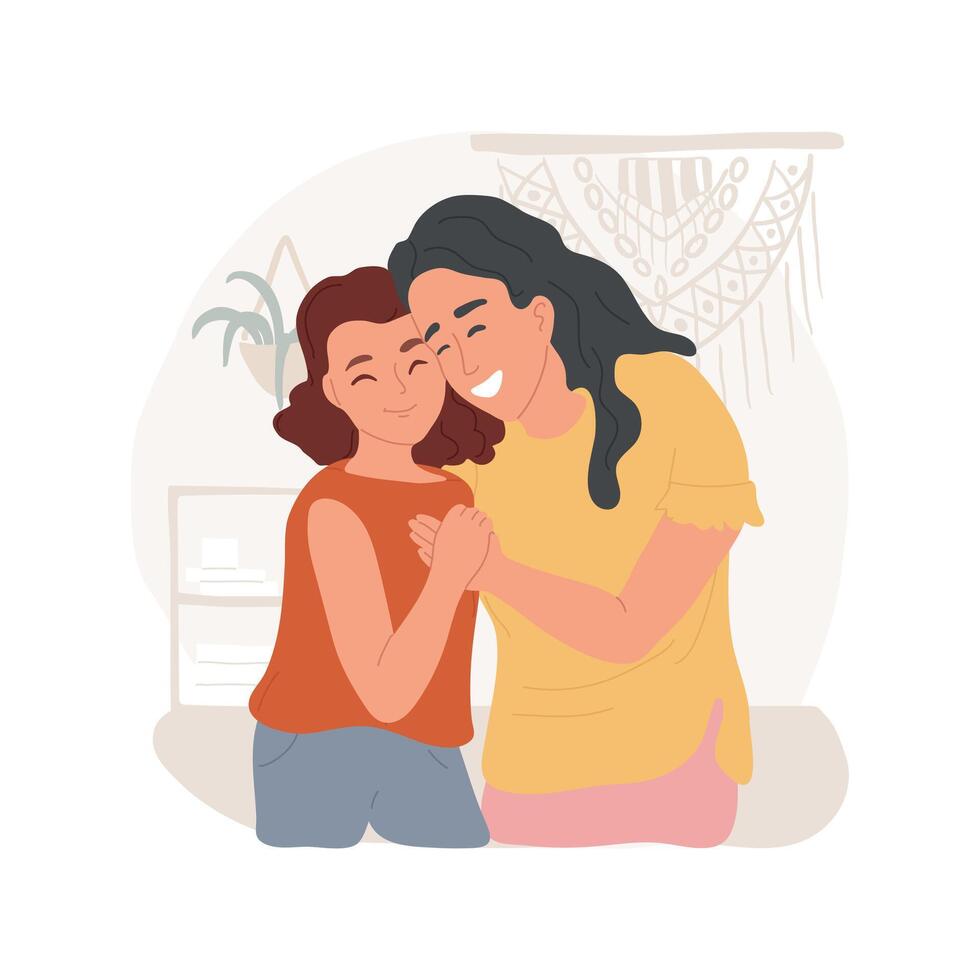 Having fun with mom isolated cartoon illustration. vector