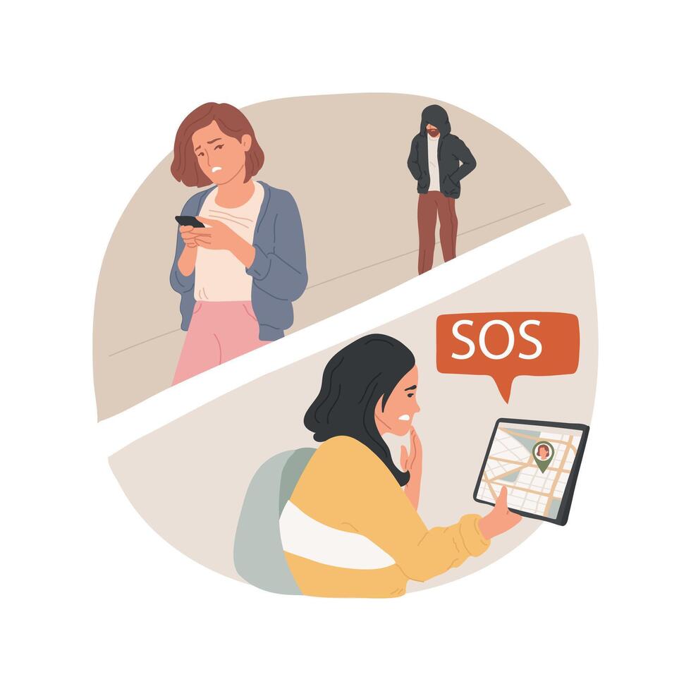 SOS button isolated cartoon illustration. vector
