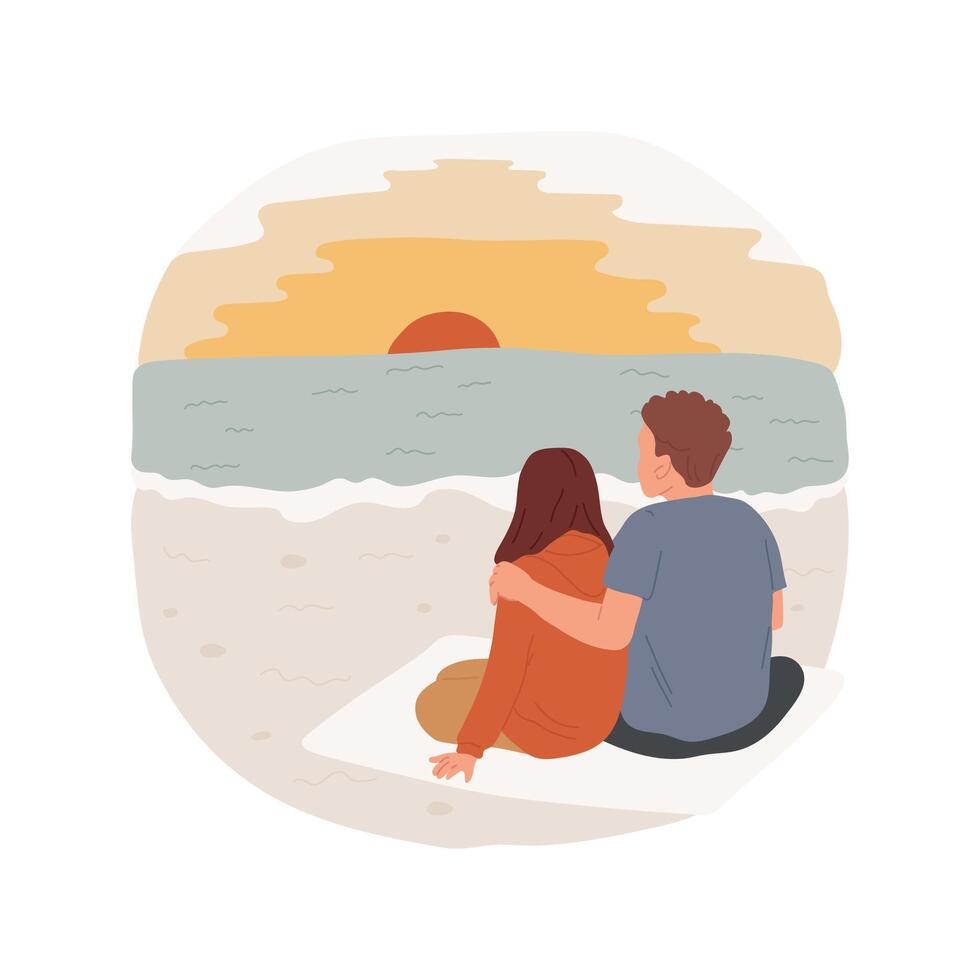 Watch sunset isolated cartoon illustration. vector