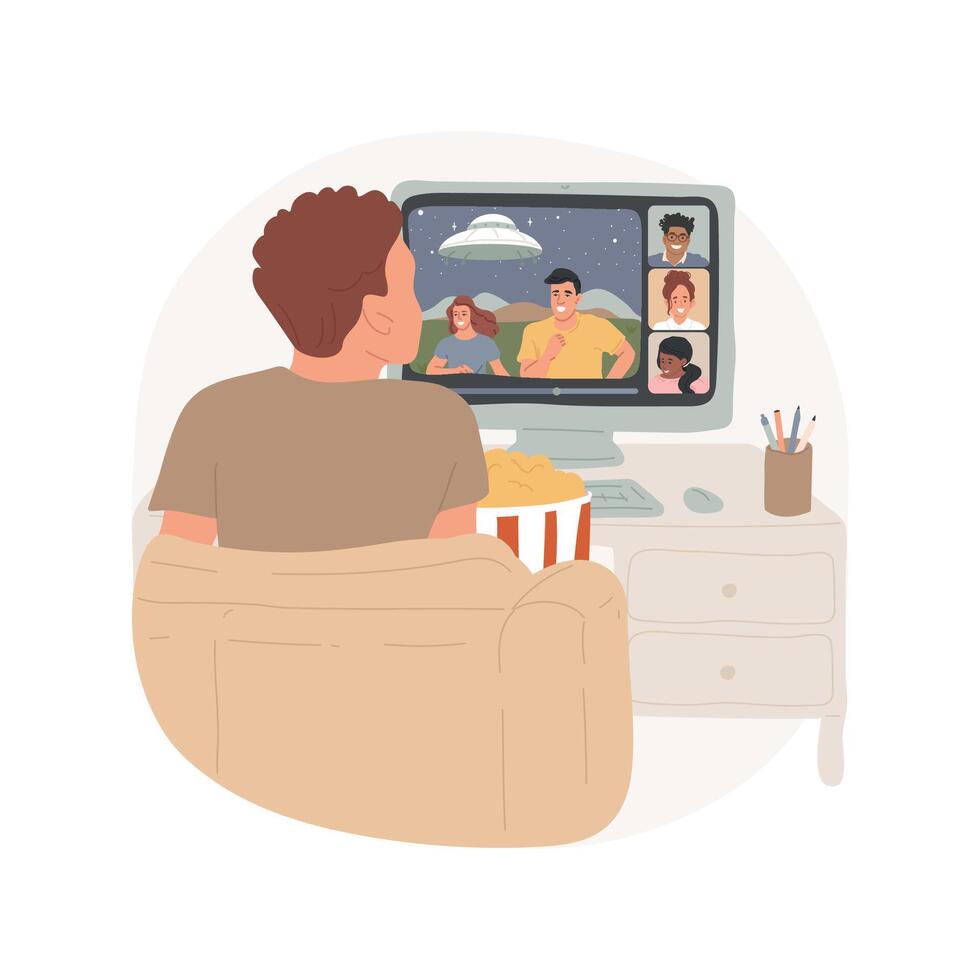 Synchronized player isolated cartoon illustration. vector