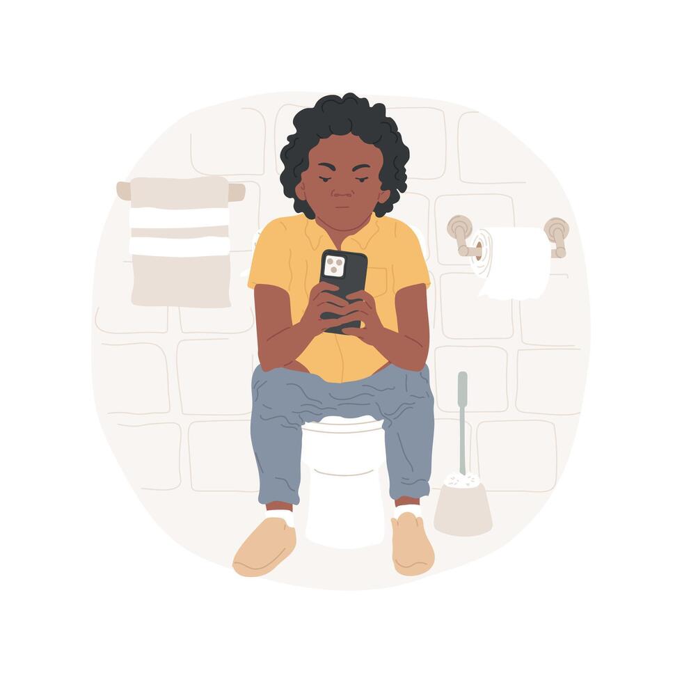 Using phone everywhere isolated cartoon illustration. vector