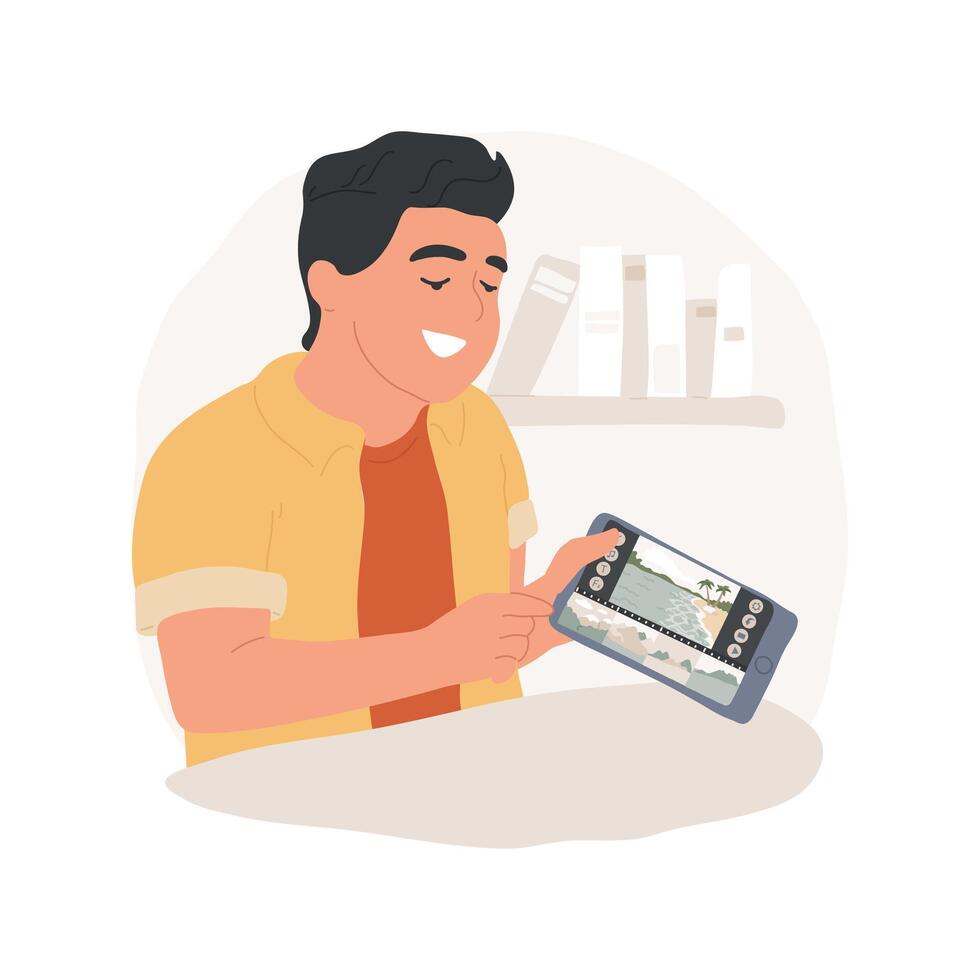 editor app isolated cartoon illustration. vector