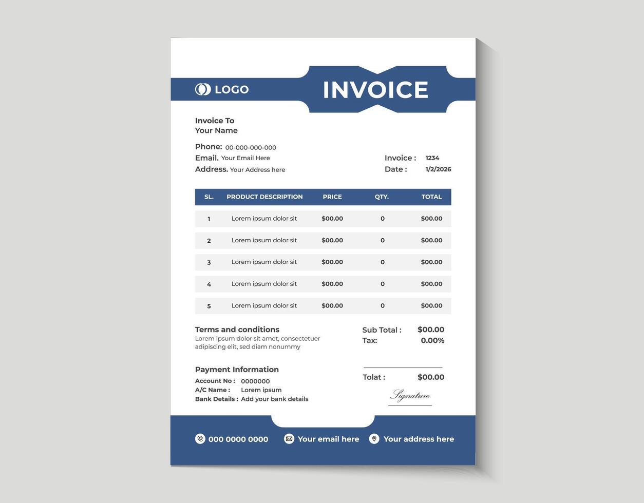Sleek Professional Business Invoice and Banner Template Design vector