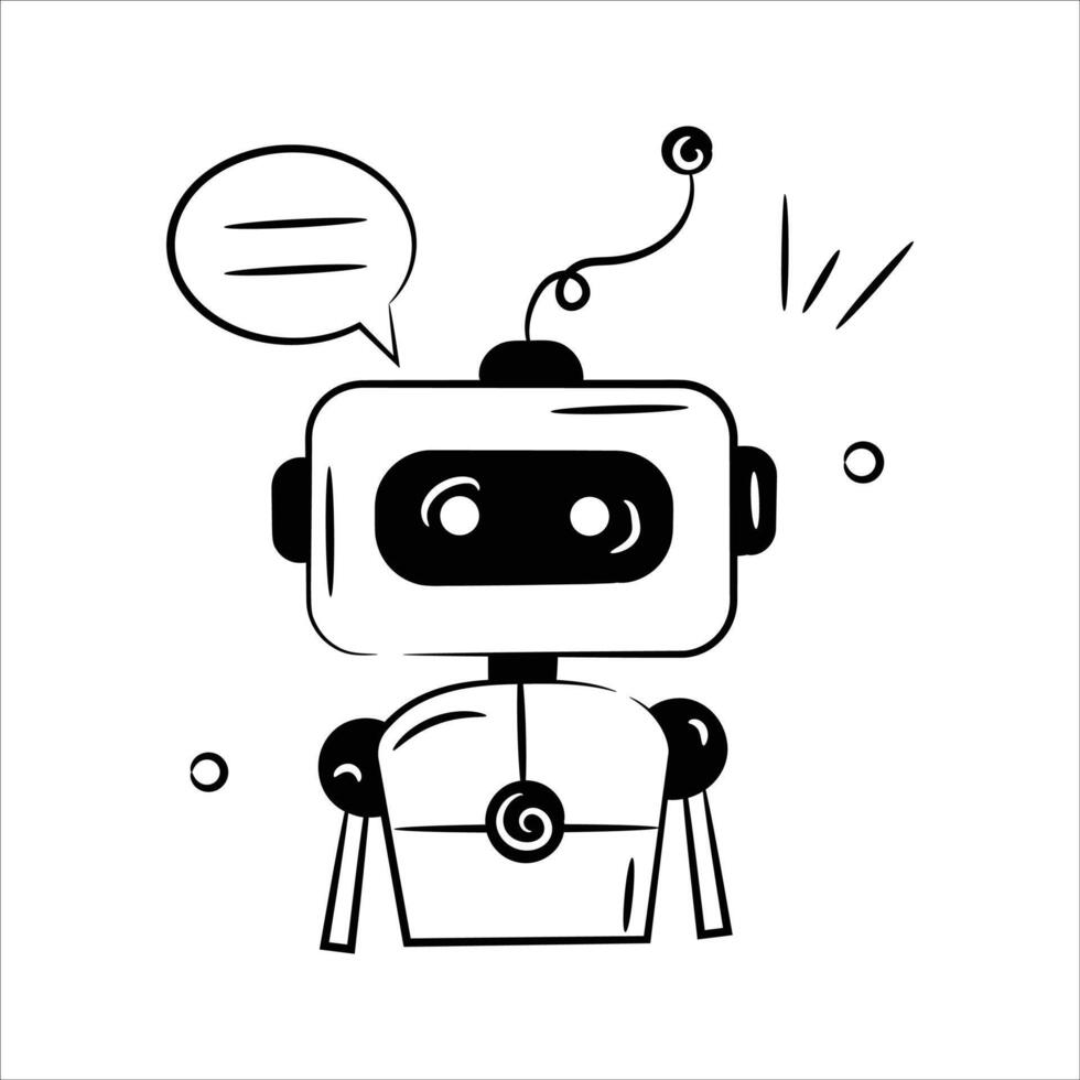 A cute, simplistic robot with antennas, representing AI powered robotic assistance vector