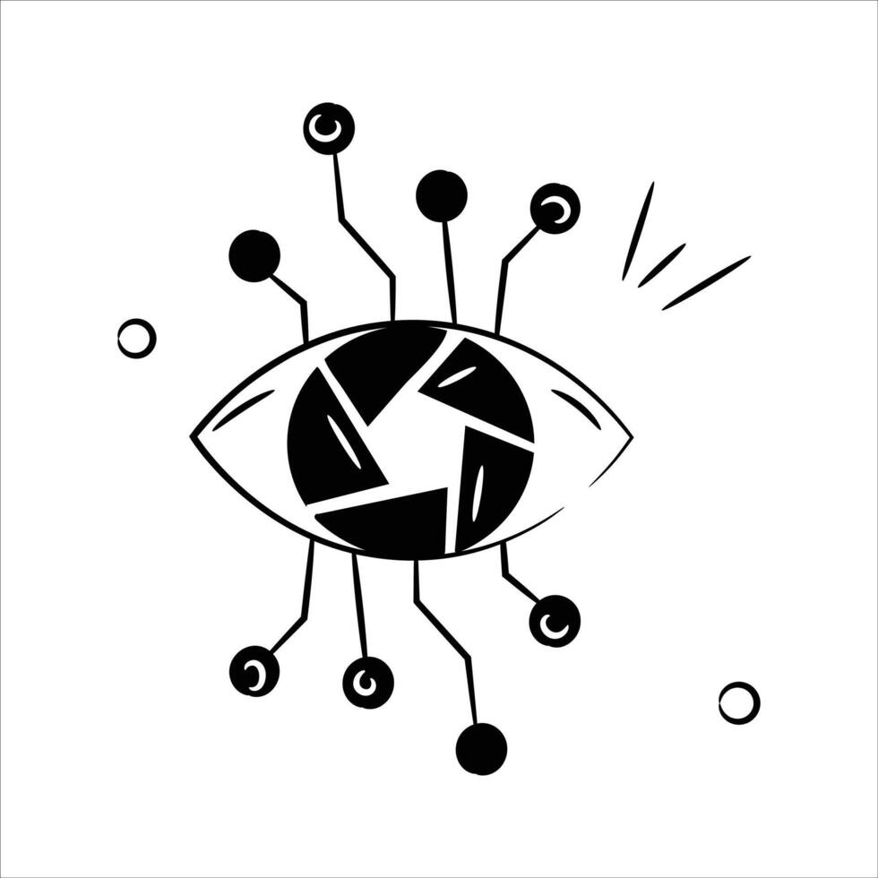 An abstract eye with nodes representing machine learning and AI powered vision vector