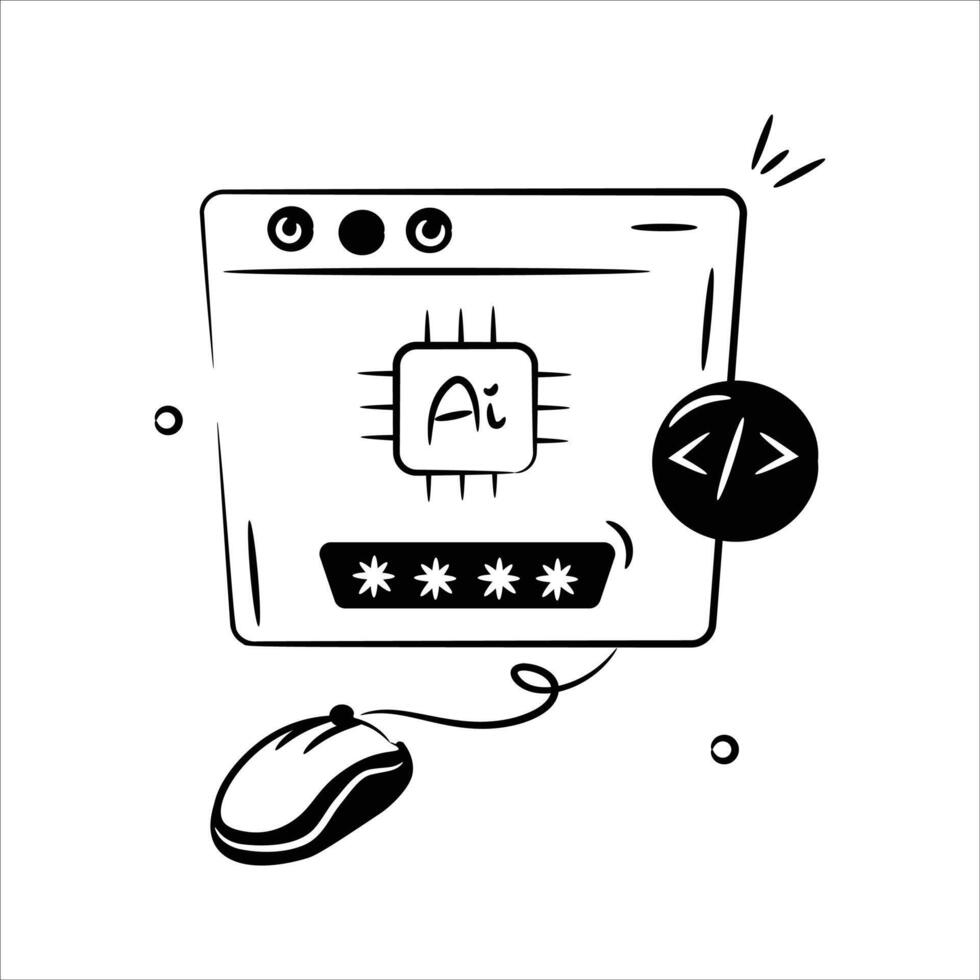 A computer screen with code, representing AI development and programming in technology vector