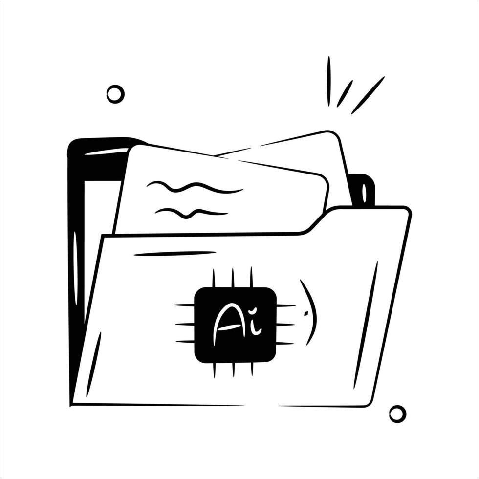 A document folder with AI nodes, symbolizing AI-driven document management and organization vector