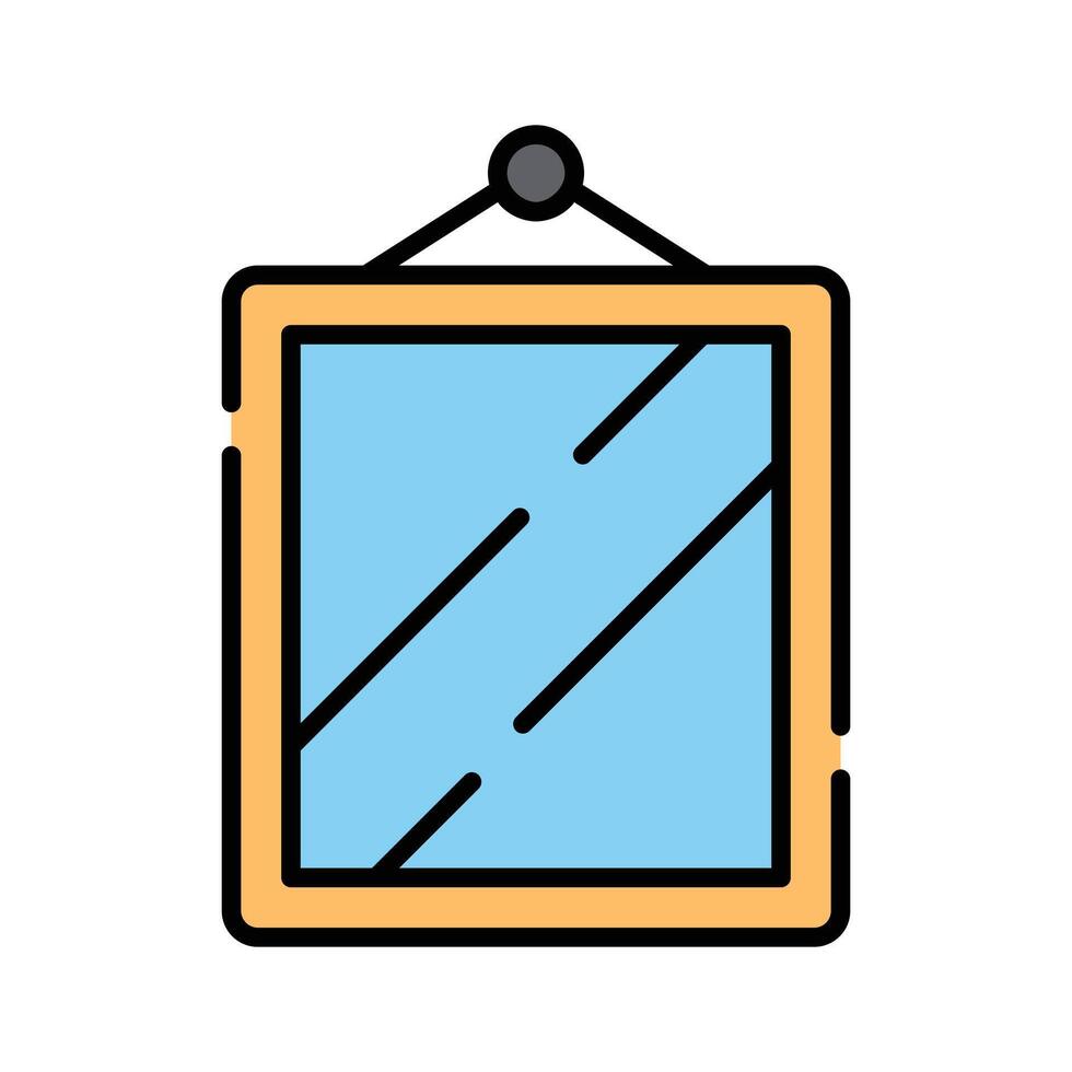 A rectangular mirror icon with a hanging hook, representing reflection vector
