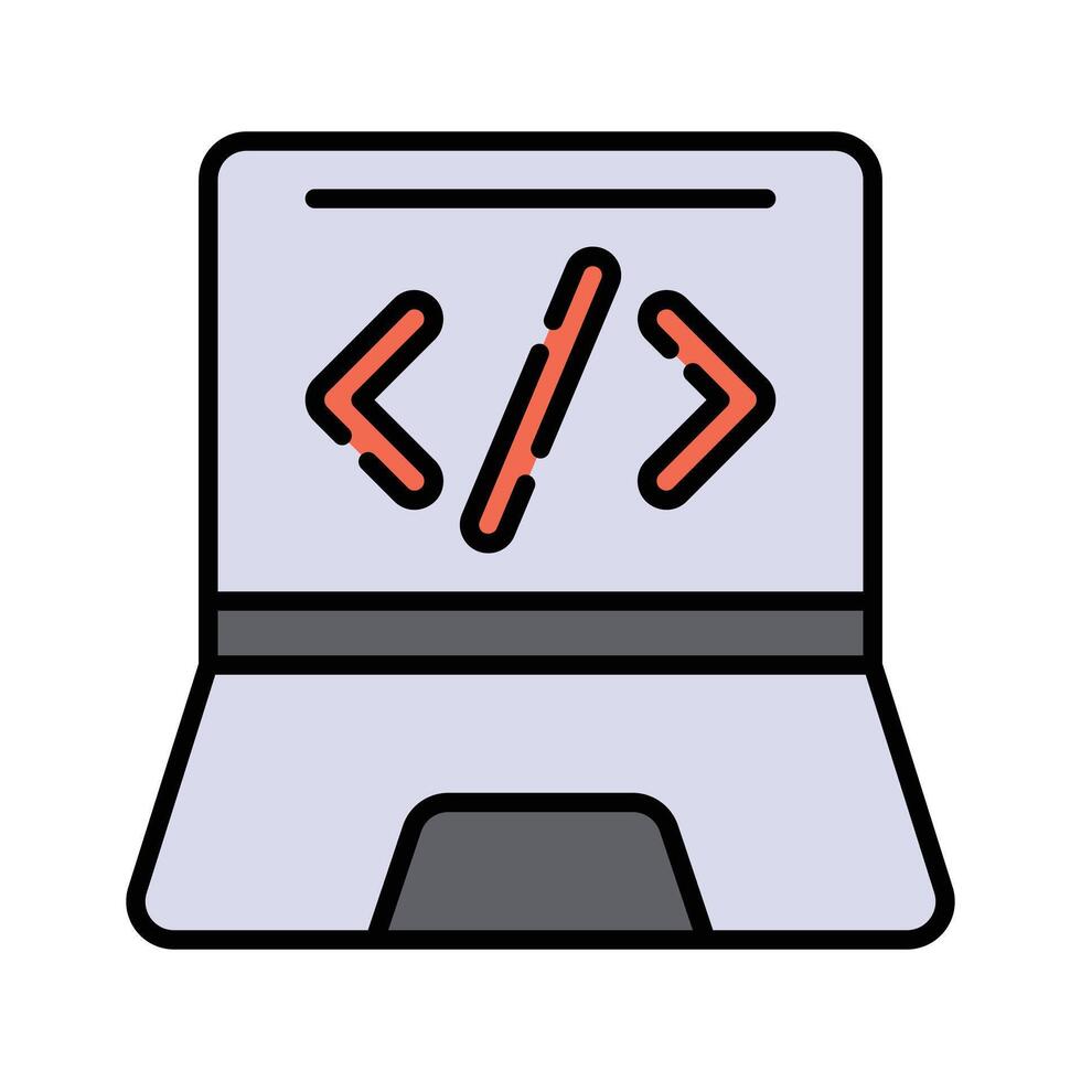 A laptop with coding brackets, representing programming or development vector