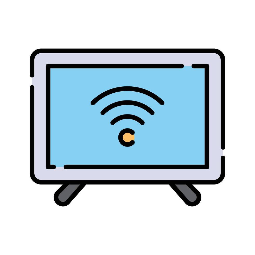 A television screen with a Wi-Fi symbol, representing wireless streaming vector